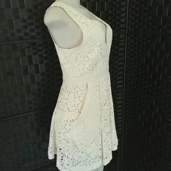 Free People Cream V neck Lace Dress - Picture 4 of 8